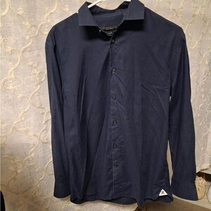 John Varvatos Blue Button Down Shirt Mens Slim Fit Size 15 1/2; 32/33